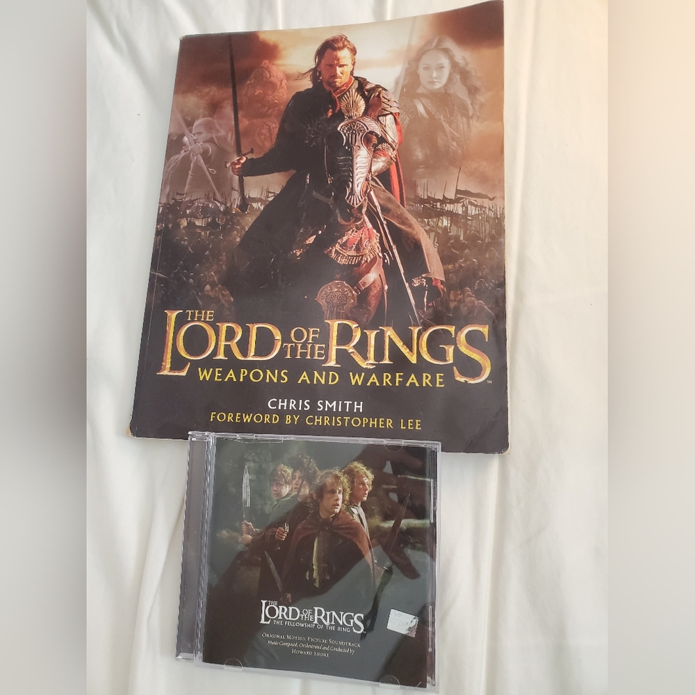Lord of the Rings The Fellowship of The Ring CD & LOTR Weapons amd Warfare Book